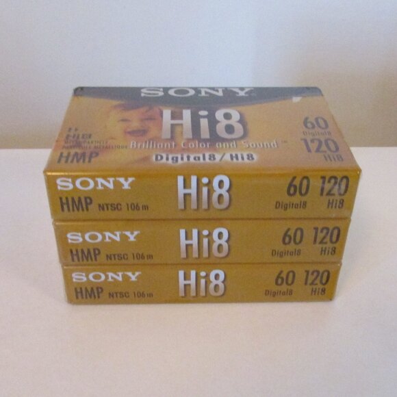 NEW Sony Hi8 HMP Digital8 Video Recording Tape, Sealed 3 pack - Picture 2 of 7